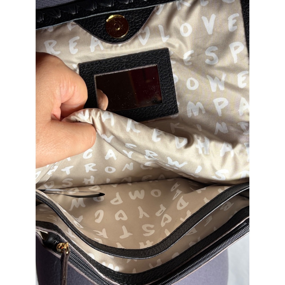 Aimee Kestenberg Glee Black Pebbled Leather Crossbody Clutch Flap Bag Whipstitch - Picture 7 of 8